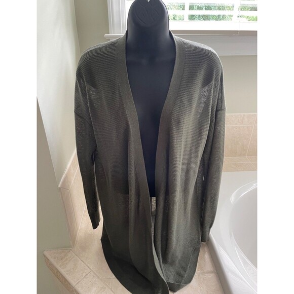 Ann Taylor Loft Green Open Front Ribbed Lightweight Cardigan - Misses M - Picture 1 of 6